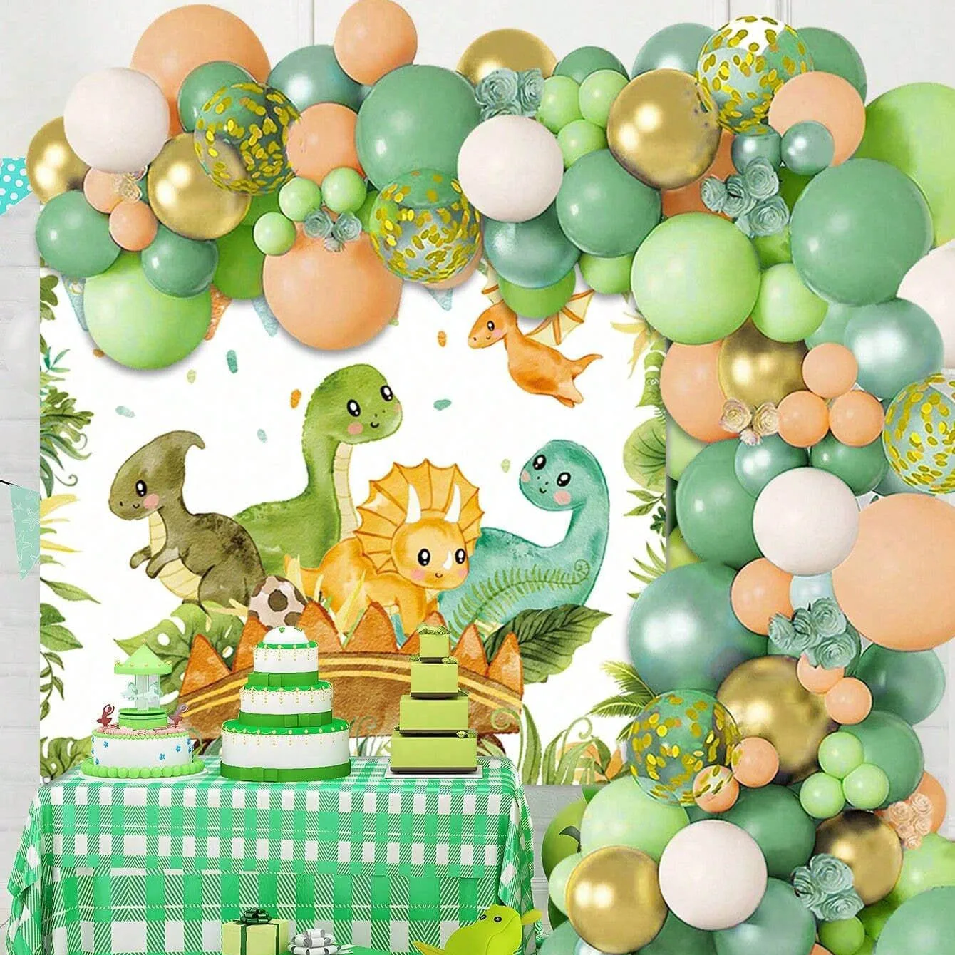 Tinsel Garland Decoration - Set di palloncini dinosauro Arco per