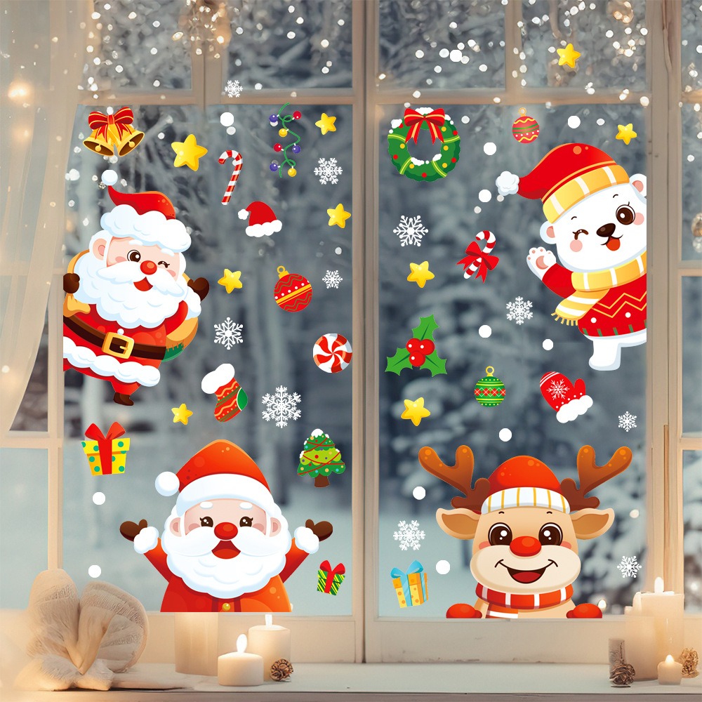 Cartone animato Natale Babbo N - Snowflake Window Decal recensione e prezzo