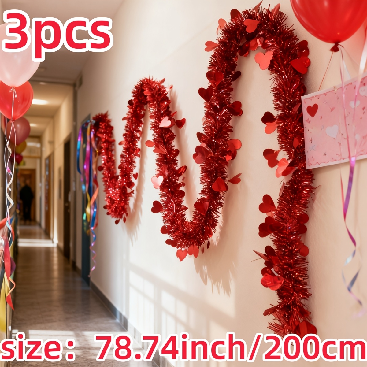 3 ghirlande di plastica rosse  - Tinsel Garland Decoration recensione e prezzo